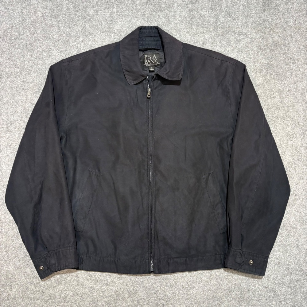 Jos. A. Bank Mens Black Full Zip Harrington Jacket Size Medium Classic Outerwear